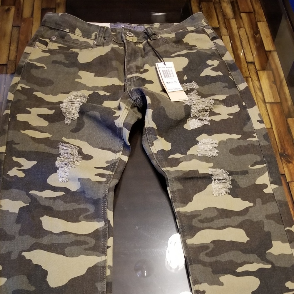 Tactical  camouflage rip jeans